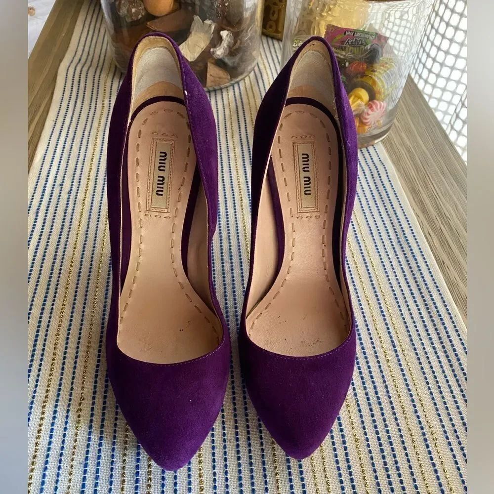 Miu Miu Women's Suede Purple Classic Heels Shoes Size 36